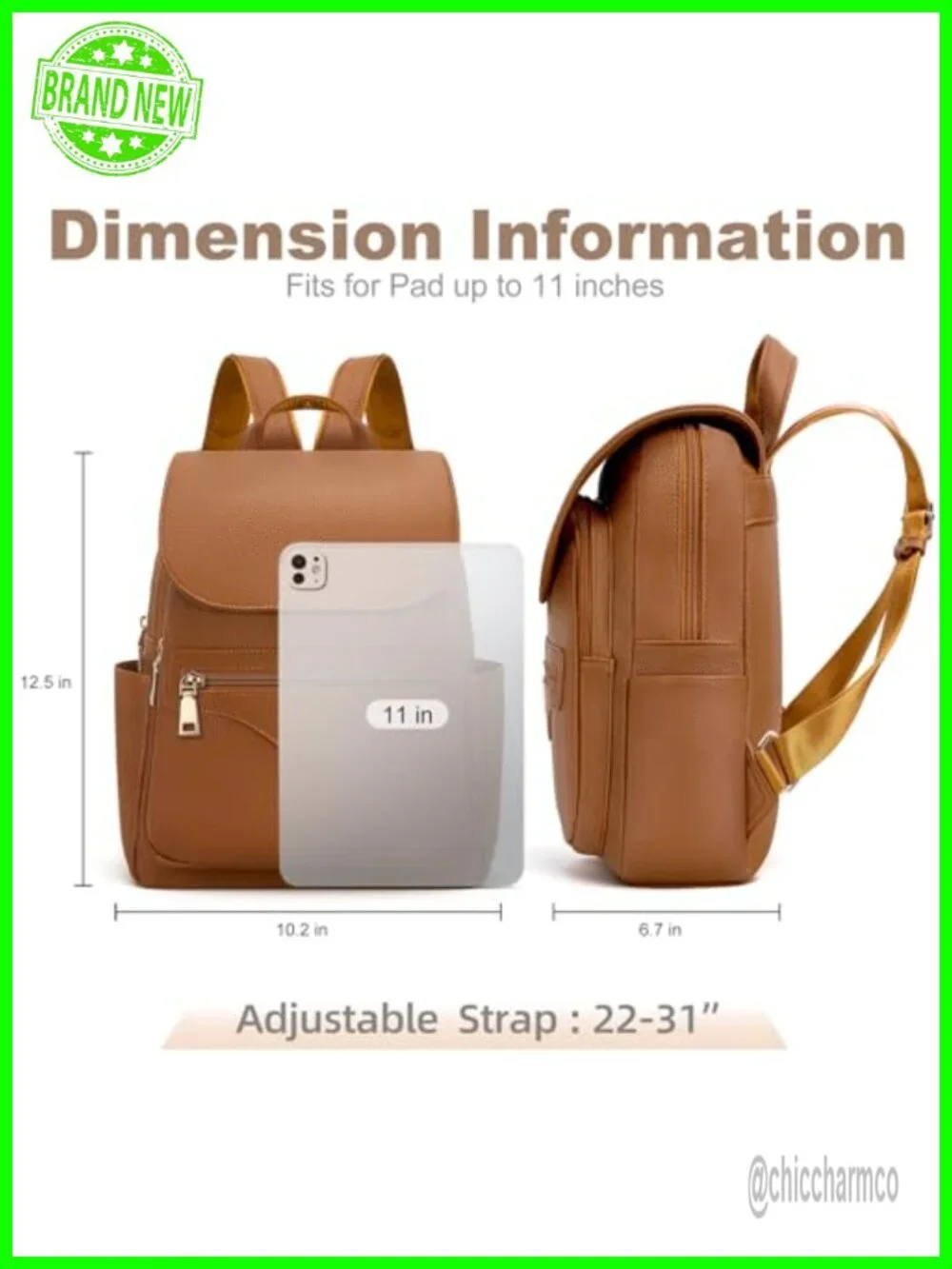 Faux Leather Mini Backpack Purse Built-In RFID Wallet Tablet Sleeve